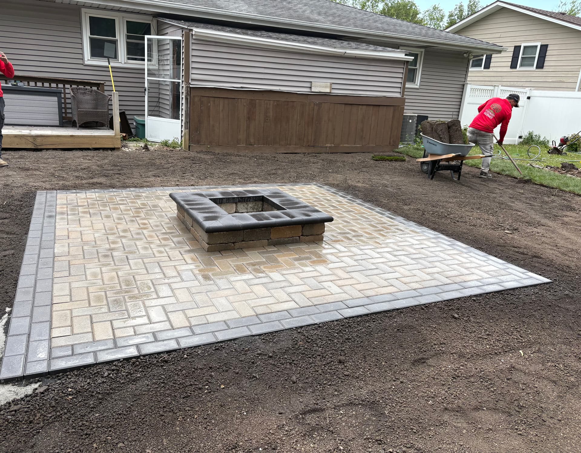 Gallery photos for Muddy Backyard Gets a Paver Patio and Fire Pit Upgrade: Image #2